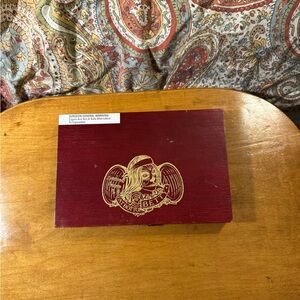 Wooden Cigar box Red with Gold latch Design